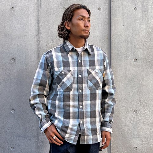 STANDARD CALIFORNIA】SD HEAVY FLANNEL CHECK SHIRT BLACK/BLUE