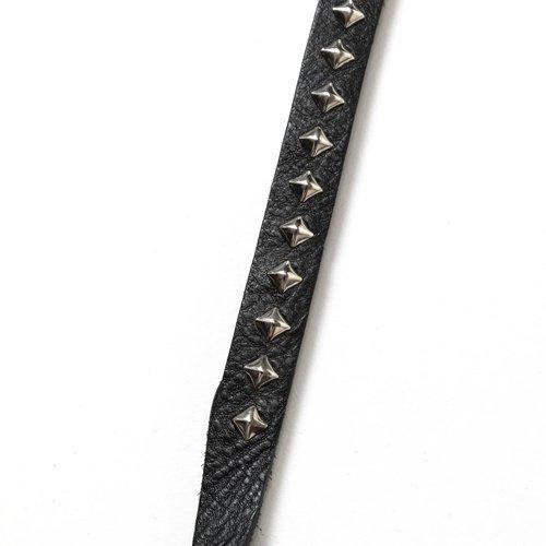 CALEE/キャリー】STUDS & KNITTING LEATHER LONG KEY RING BLACK