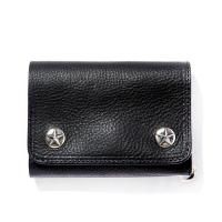 小物 [CALEE]SILVER STAR CONCHO LEATHER WALLET CALEE - Silver star concho strap leather wallet (Black