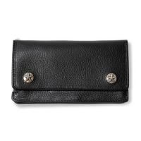 CALEE/キャリー】SILVER STAR CONCHO LEATHER LONG WALLET BLACK