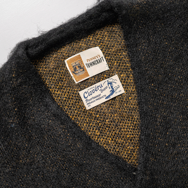 TOWNCRAFT with Cloveru 60s SHAGGY JACQUARD CARDIGAN - BLACK TOWNCRAFT with Cloveru 60s SHAGGY JACQUARD CARDIGAN - BLACK