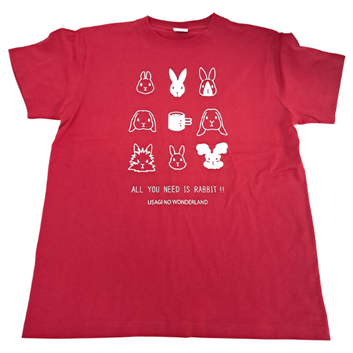 うさぎ9匹Tシャツ レッド - うさぎ専門店 うさちゃんち うさぎとCafe うさぎ9匹Tシャツ レッド - うさぎ専門店 うさちゃんち うさぎとCafe