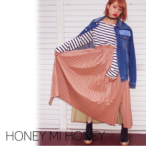 Honey mi Honey (ハニーミーハニー）leather pleats skirt 16秋冬【16A-TA-02】 ロング・マキシスカート  sale 22gw - 通販セレクトショップ HeartySelect |