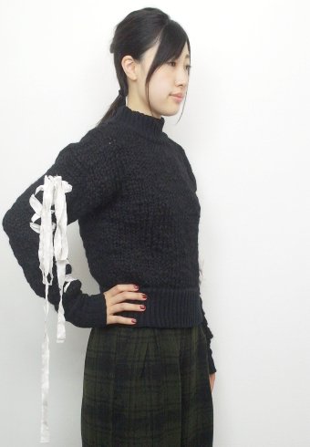 Honey mi Honey (ハニーミーハニー）laceup sleeve knit 16秋冬【16A-WV-06】 ニットトップス sale  22gw - 通販セレクトショップ HeartySelect |