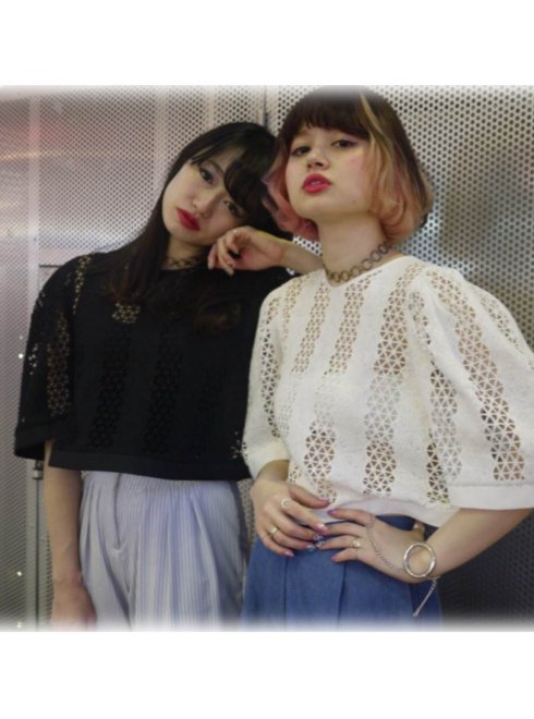 Honey mi Honey (ハニーミーハニー）deformation lace blouse .【17S