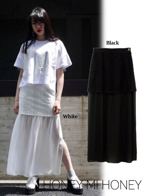 Honey mi Honey (ハニーミーハニー）deformation lace layer skirt .【17S-TA-38】  ロング・マキシスカート sale 22gw - 通販セレクトショップ HeartySelect | 