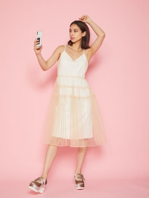 Honey mi Honey (ハニーミーハニー）tulle tiered one-piece 20秋冬【20A-TA-02】フレアワンピース  20fs 22gw - 通販セレクトショップ HeartySelect | ...