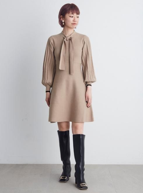 Lily Brown リリーブラウン ボウタイニットワンピース 秋冬 Lwno5002 フレアワンピース 通販セレクトショップ Heartyselect Todayful Snidel Celford Converse Enasoluna等正規取扱 大阪枚方くずは
