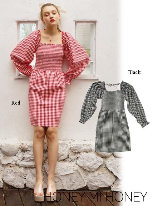 Honey Mi Honey ハニーミーハニー Gingham Check Tight One Piece 21春夏 予約 21s Ta 34 ワンピース 入荷予定 4月中旬 通販セレクトショップ Heartyselect Todayful Snidel Celford Converse Enasoluna等正規取扱 大阪枚方くずは