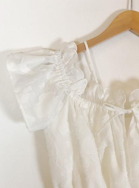 [最終価格！] honey mi honey ジャガードフリルトップス 商品一覧<>トップス