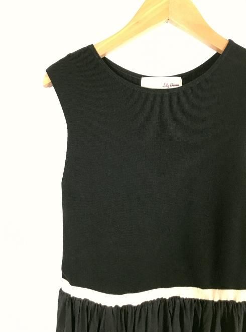 Lily Brown （リリーブラウン)ラインニットドッキングワンピース