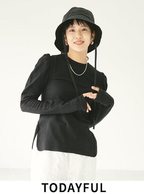 TODAYFUL (トゥデイフル）<br>Georgette Puffshoulder Tops ★ 22秋冬.【12210606】カットソー 