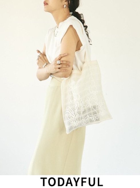 TODAYFUL (トゥデイフル）<br>Embroidery Check Tote  22春夏予約【12211003】トートバッグ 入荷予定 : 4月下旬〜　