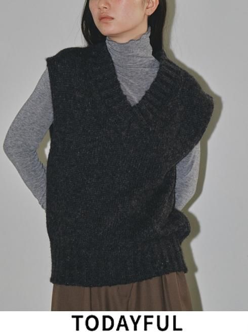 todayful Mottle Yarn Knit Vest-