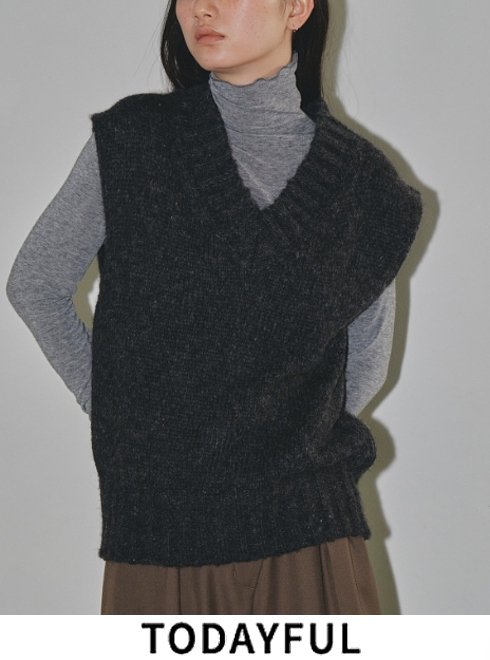 TODAYFUL (トゥデイフル）<br>Mottle Yarn Knit Vest ★  22春夏.予約【12220520】ニットトップス 入荷予定 : 9月下旬〜　