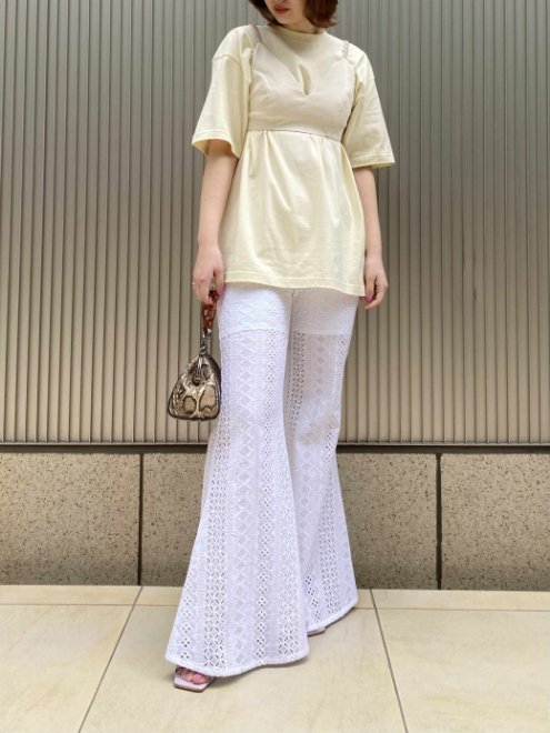 Honey mi Honey (ハニーミーハニー）cotton lace flare pants 22春夏.【22S-TA-37】パンツ sp22 -  通販セレクトショップ HeartySelect | TODAYFUL.SNIDEL.CELFORD.COCODEAL等正規取扱　大阪枚方くずは