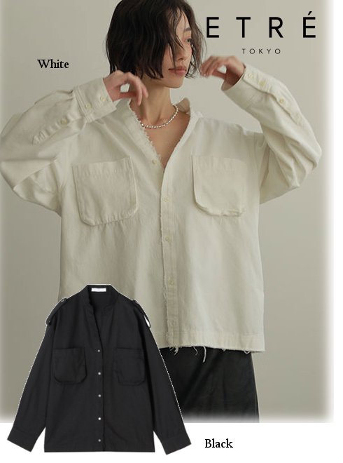 再追加販売 ETRE TOKYO オーバーサイズワークシャツ オフホワイト シアー ブラウス