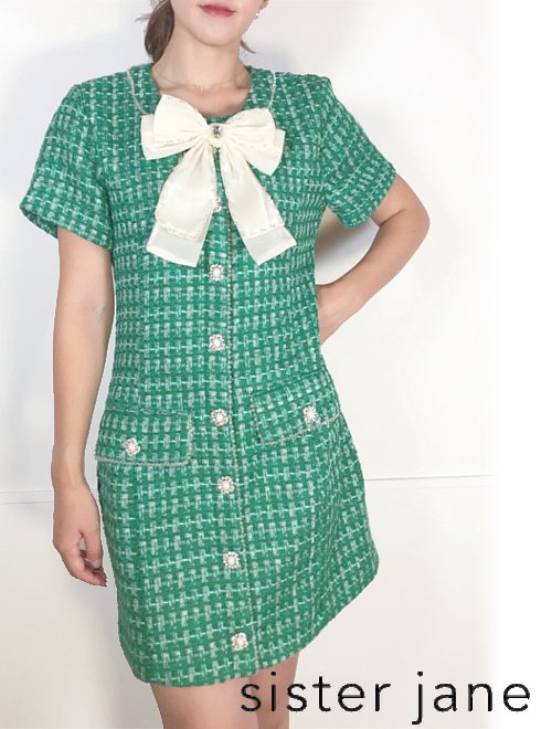 sister jane (シスタージェーン)<br>Fifth Avenue Tweed Dress  22秋冬【26SJ01DR1666】フレアワンピース 