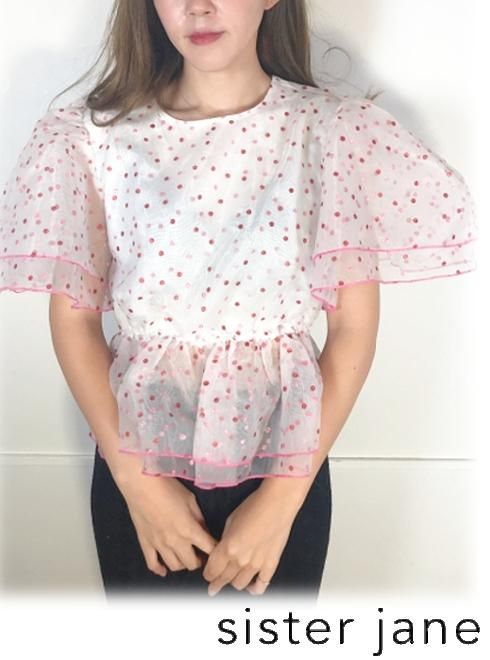 sister jane ()<br>Polka Pose Ruffle Top  22ߡ26SJ01TO505ۥåȥ  22ws
