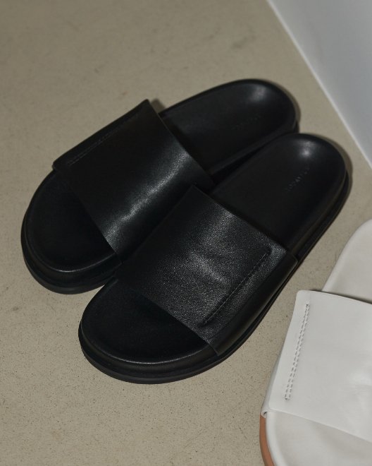 Leather Slide Sandals TODAYFUL ブラック 37 | veganutris.com.br