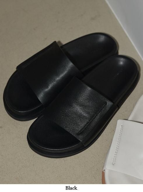 買い取り Leather Slide Sandals TODAYFUL ブラック 37 asakusa.sub.jp