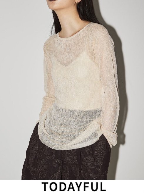 グリーン・ホワイト系 完成品♪ TODAYFUL トゥデイフル Slit Sheer