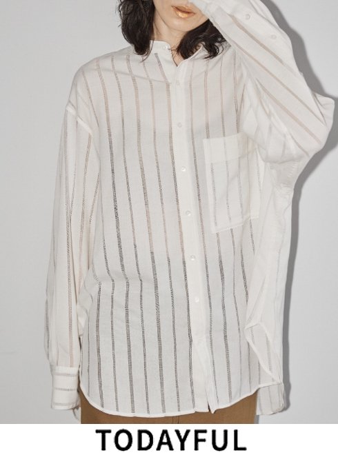 TODAYFUL (トゥデイフル）Sheerstripe Over Shirts☆ 23春夏予約