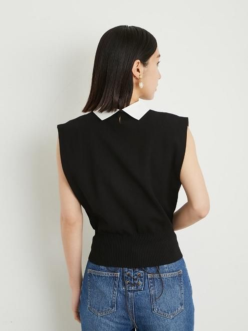 Lily Brown (リリーブラウン)ボウタイニットトップス 23春夏【LWNT231126】ニットトップス 通販セレクトショップ HeartySelect 大阪枚方くずは リリーブラウン ボーダーノースリーブワンピース チュール バックデザイン ピンク