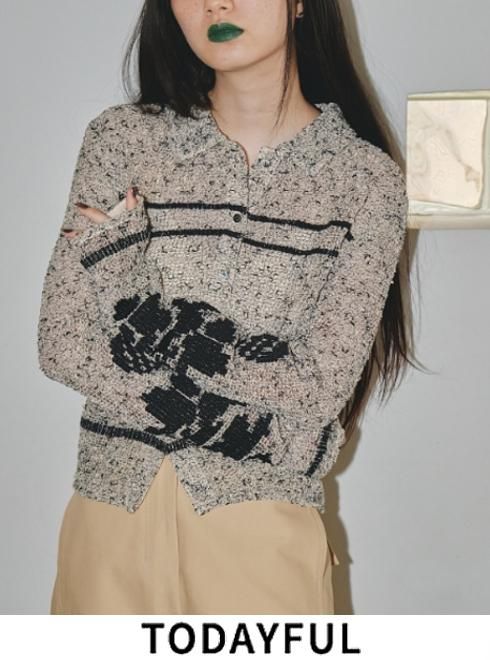 トゥデイフル 刺繍メッシュシャツ Embroidery Mesh Shirts-