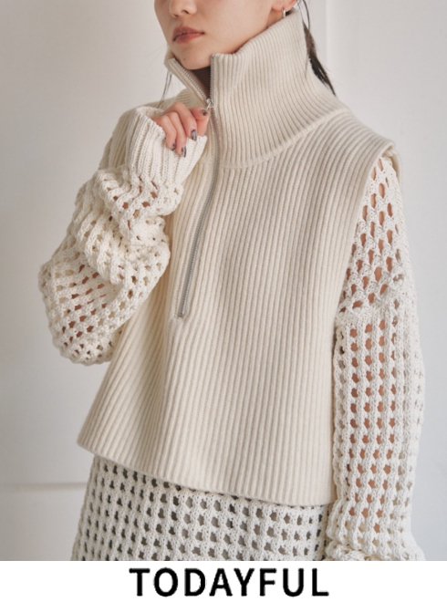 未開封の新品の今季のものです＊todayful    halfzip knit vest （white）
