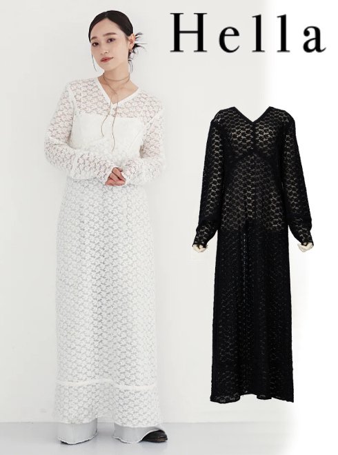 Hella （ヘラ)TULL EMBROIDERY DRESS 23秋冬【h233-16】マキシ