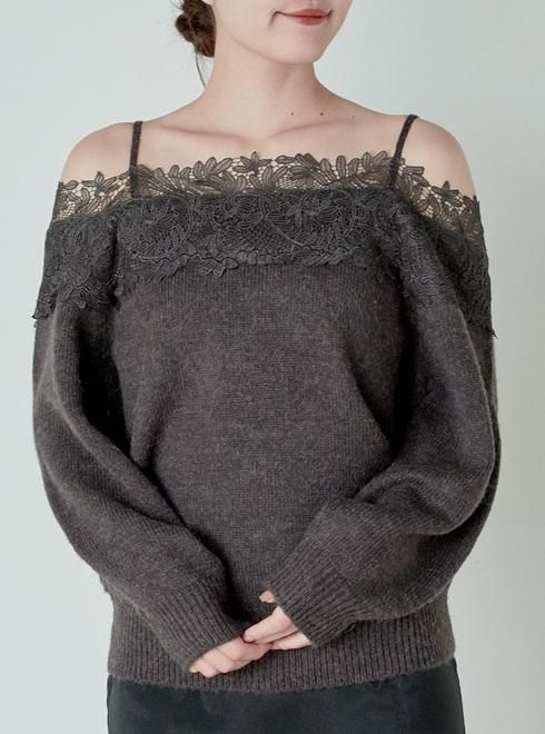 snidel (スナイデル)レーストリミングニットプルオーバー 23秋冬 snidel (スナイデル)レーストリミングニットプルオーバー 23秋冬