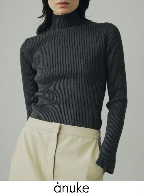 anuke(̡)<br>Slit Turtle Knit  25ߡ62420518ۥ˥åȥȥåץ  an10