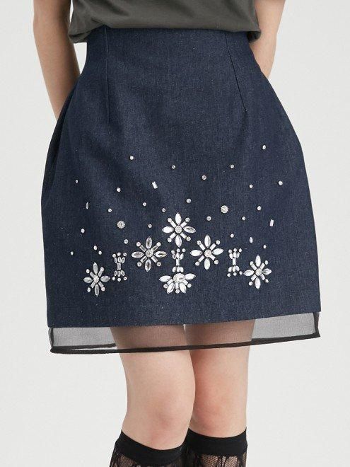 グレー ファー ミニスカート USAGI ONLINE限定】裾ファーミニスカート（ミニスカート