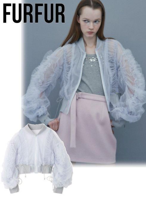 ◉FURFUR レースコンビショートトラックブルゾン FURFUR｜レースコンビトラックジャケット
