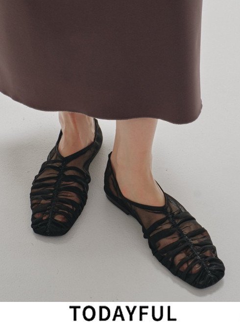 TODAYFUL (ȥǥե<br>Sheer Gather Flatshoes  24ߡ12421030ۥեåȥ塼 