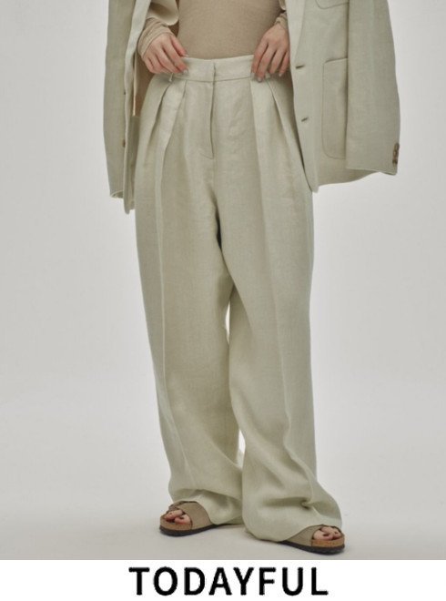 TODAYFUL (ȥǥե<br>Tuck Linen Trousers  25ղͽ12510710ۥѥ ͽ : 3ܡ