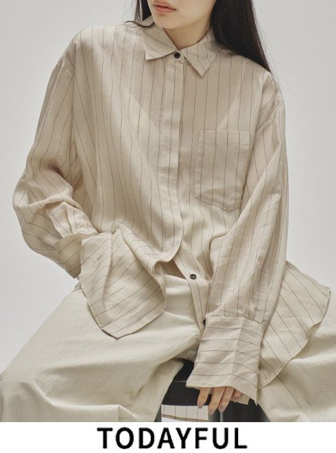 TODAYFUL (ȥǥե<br>Stripe Silky Shirts  25ղͽ12510416ۥġ֥饦 ͽ : 3ܡ