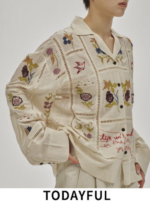 TODAYFUL (ȥǥե<br>Embroidery Patchwork Shirts  25ղͽ12510404ۥġ֥饦 ͽ : 3ܡ