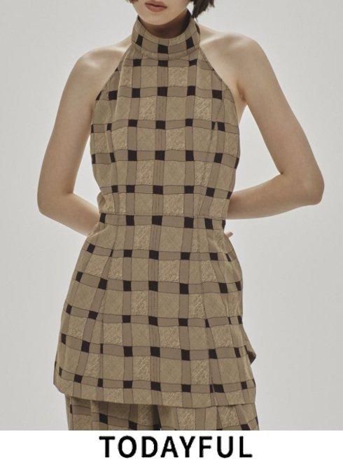 TODAYFUL (トゥデイフル）Halterneck Checkjacquard Tops☆ 25春