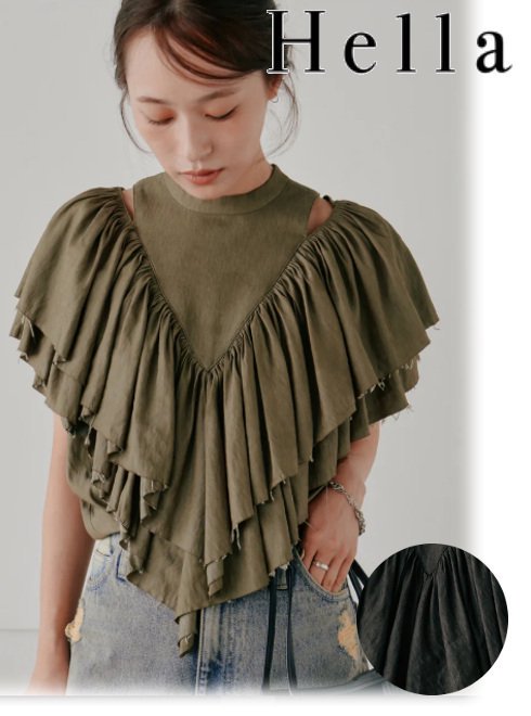 Hella (إ)<br>volume ruffle tops  25ղͽh251-01ۥåȥ ͽ : 3ܡ