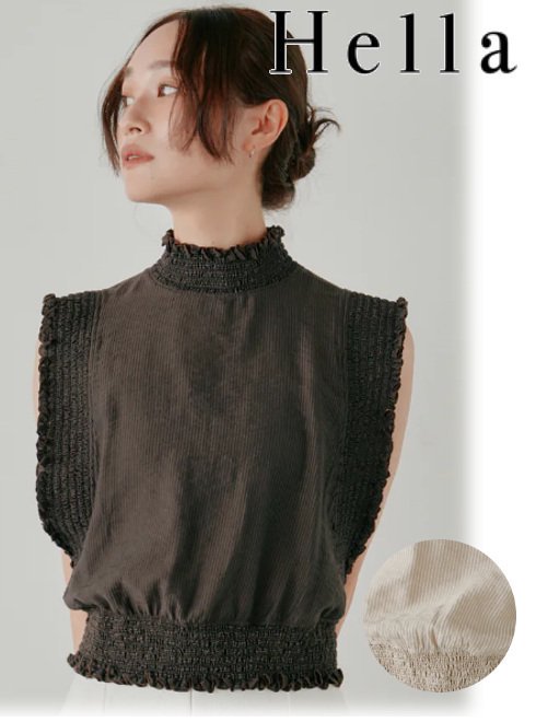 Hella (إ)<br>high neck shirring tops  25ղͽh251-14ۥ󥯥ȥåסΡ꡼֥ȥåץ ͽ : 6ܡ