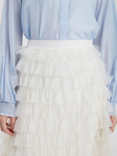 ファーファーレースティアードスカート RWFS221003 レディースホワイト ティアードレーススカート(ロングスカート)｜ボトムス｜FURFUR