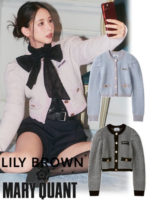 Lily Brown （リリーブラウン)【LB×MARYQUANT】ツイードニットカーディガン 24秋冬.【LWND245091】カーディガン -  通販セレクトショップ HeartySelect | TODAYFUL.SNIDEL.CELFORD.COCODEAL等正規取扱　大阪枚方くずは