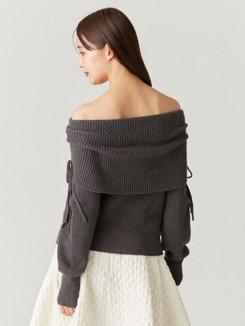 オフショルダーリブニットトップス【WEB限定カラーあり】(ニット
