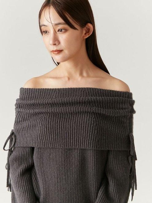 FRAY I.D (フレイアイディー)リボンディテールオフショルニット FRAY I.D (フレイアイディー)リボンディテールオフショルニット