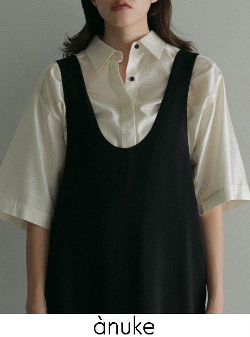 未使用anuke Halfsleeve Loose Shirts ネイビー 未使用anuke Halfsleeve Loose Shirts ネイビー