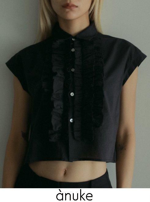 anuke / アンヌーク Sleeveless Frill Blouse★  25春夏 62510418 anuke(アンヌーク)Sleeveless Frill Blouse☆ 25春夏【62510418