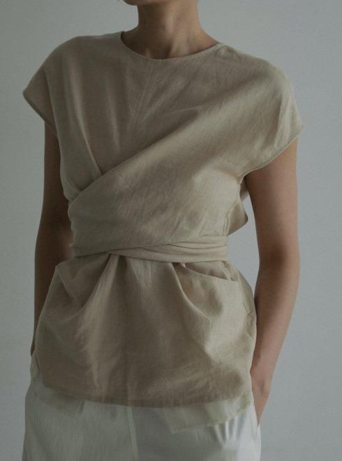アンヌーク　Linen Cachecoeur Tops ベージュ anuke Linen Cachecoeur Tops 62510431（シャツ／ブラウス