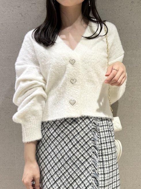 FURFUR （ファーファー)ハートビジューボタンカーディガン 24
